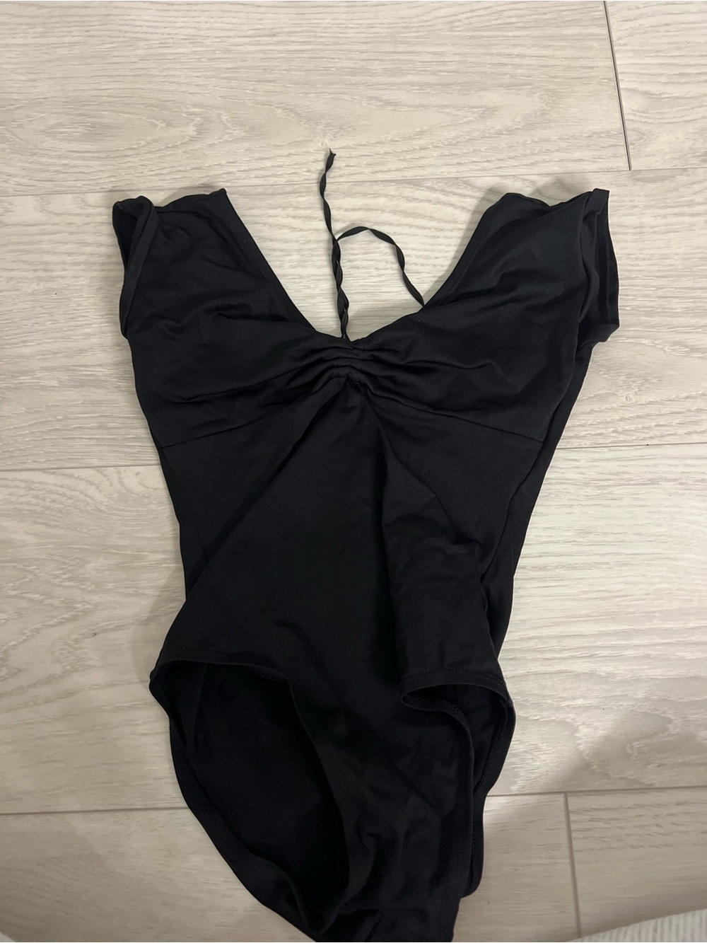 Gaynor Minden Black Kids leotard Classic Ruched Front